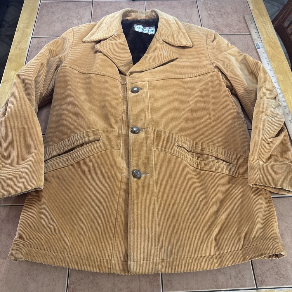 McGregor Corduroy Jacket Sz 42 Coat Faux Fur Lined Wide Wale Union Made VTG